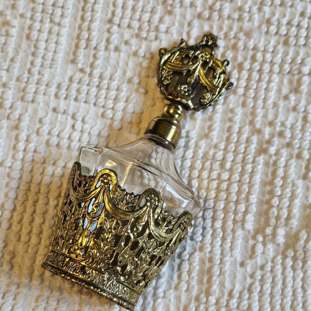 Vintage MCM GLOBE Silver Co Gold Plated Perfume Bottle Made in Japan